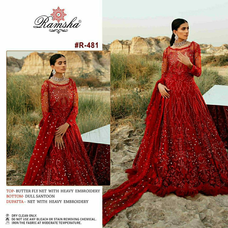 Ramsha R 481 To R 483 Butterfly Net Designer Bridal Wear Salwar Suits With Heavy Embroidery