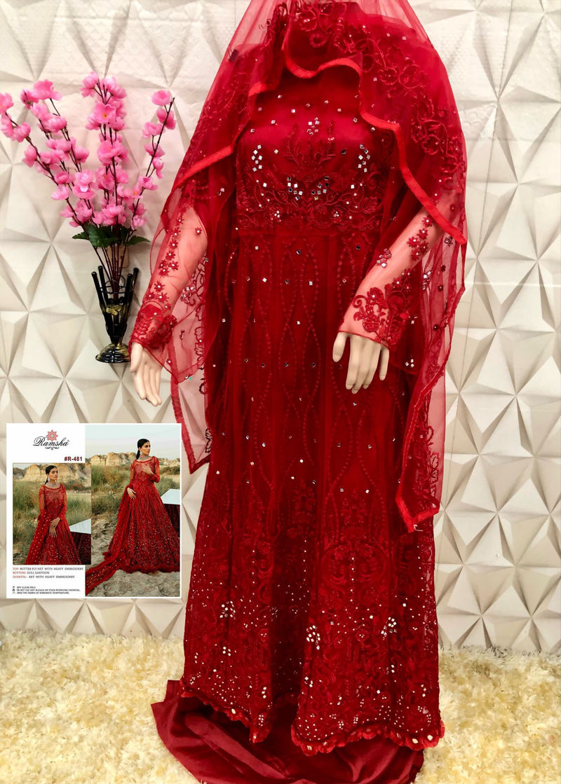 Ramsha R 481 To R 483 Butterfly Net Designer Bridal Wear Salwar Suits With Heavy Embroidery