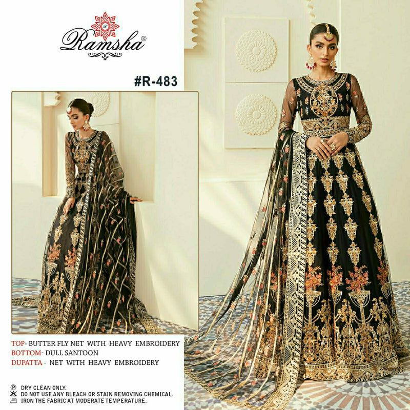 Ramsha R 481 To R 483 Butterfly Net Designer Bridal Wear Salwar Suits With Heavy Embroidery