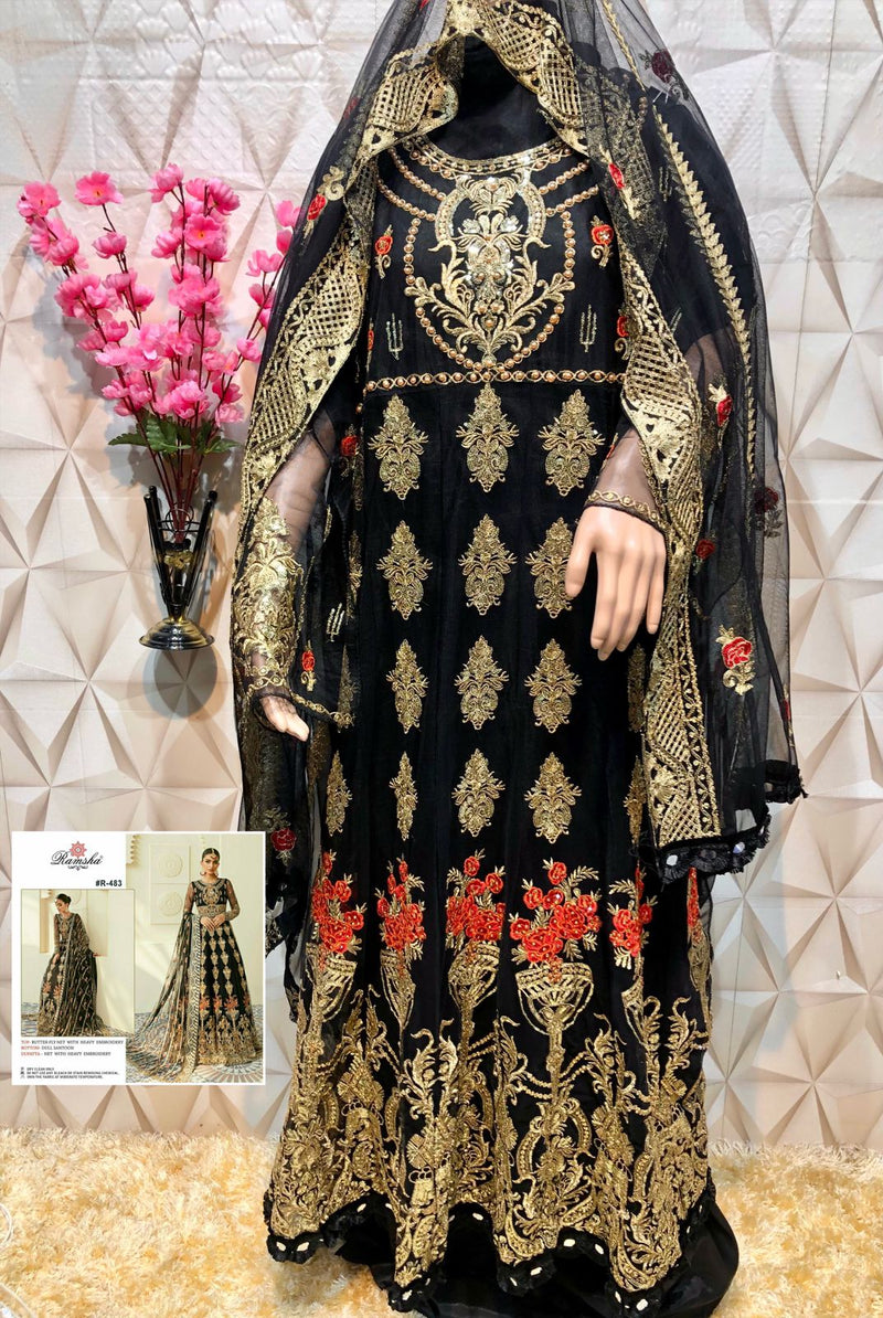 Ramsha R 481 To R 483 Butterfly Net Designer Bridal Wear Salwar Suits With Heavy Embroidery