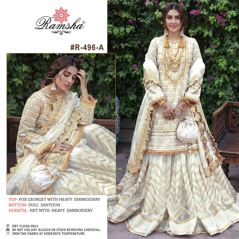 Ramsha R 496 Nx Georgette Heavy Designer Pakistani Style Bridel Wear Salwar Suits