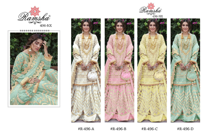 Ramsha R 496 Nx Georgette Heavy Designer Pakistani Style Bridel Wear Salwar Suits