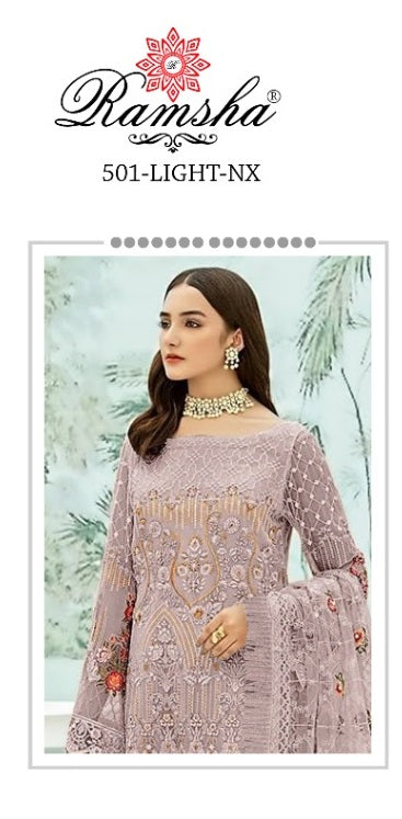 Ramsha R 501 Georgette Heavy Embroidered Designer Pakistani Style Party Wear Salwar Suits