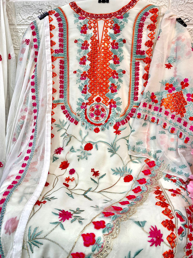 Ramsha Dno R 514 Georgette With Heavy Beautiful Embroidery Work Stylish Designer Pakistani Party wear Salwar Kameez