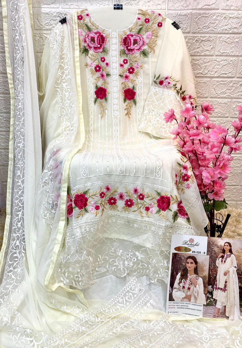 Ramsha R 528 B Georgette With Beautiful Work Stylish Designer Pakistani Party Wear Salwar Suit