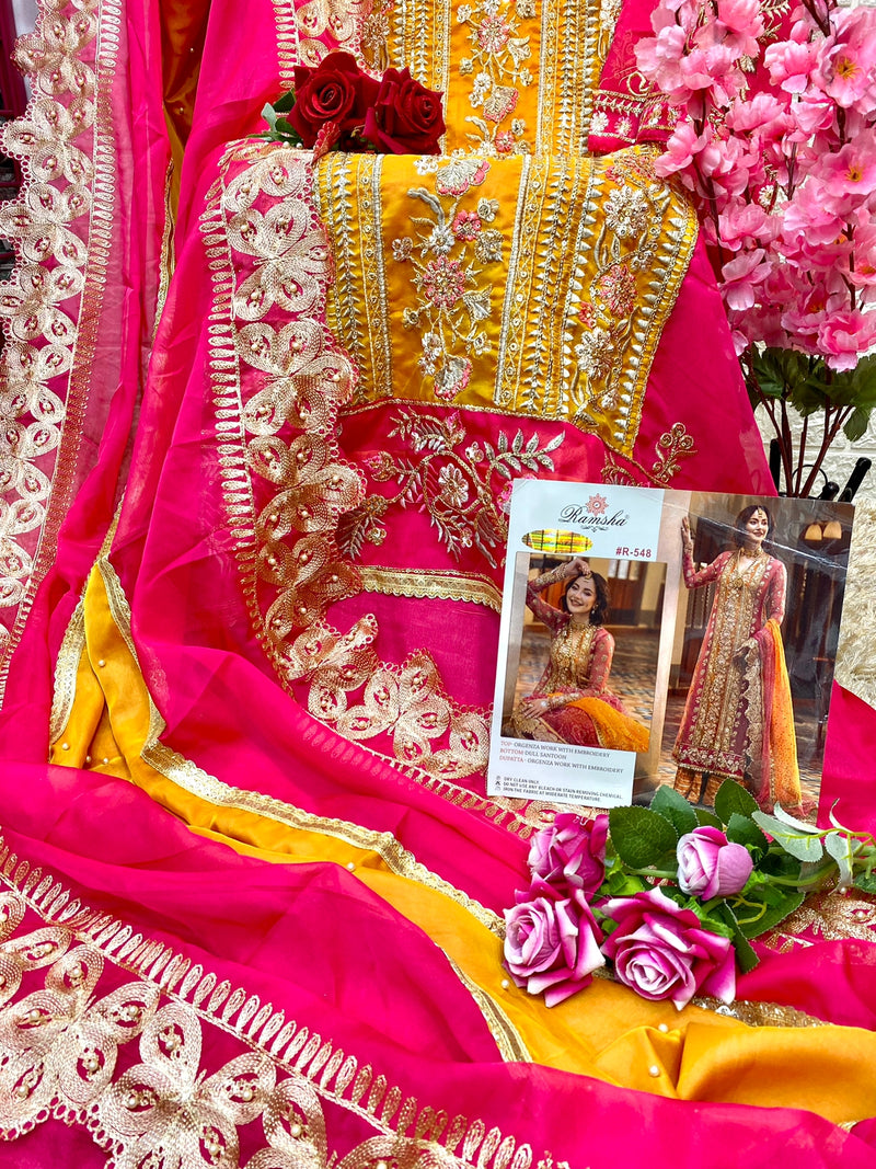 Ramsha Dno 548 Organza With Beautiful Work Stylish Designer Wedding Look Salwar Kameez