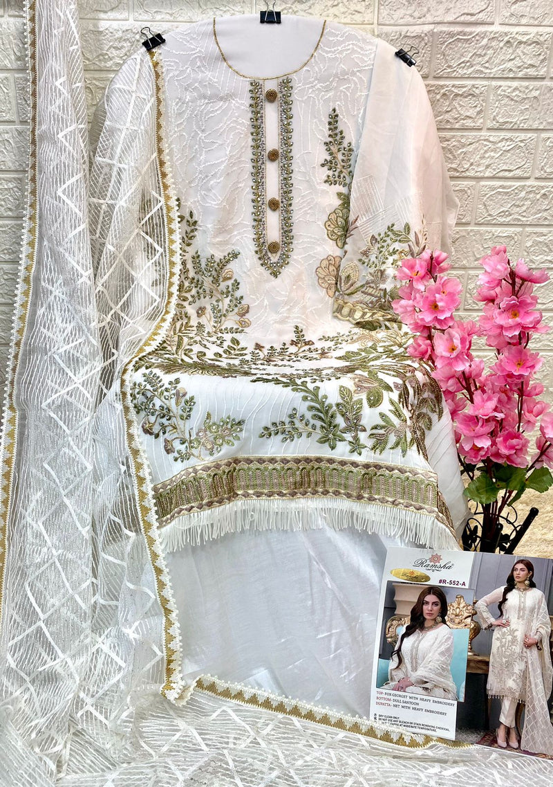 Ramsha R 552 A Georgette With Beautiful Heavy Embroidery Work Stylish Designer Pakistani Salwar Kameez