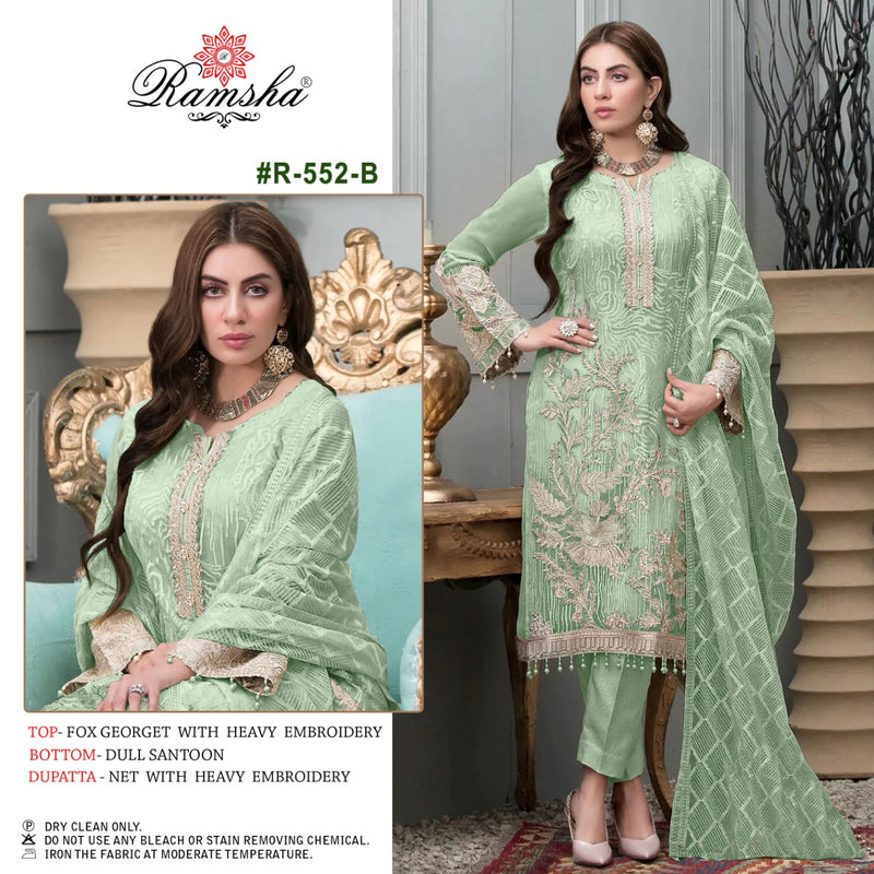 Ramsha R 552 B Georgette With Beautiful Heavy Embroidery Work Stylish Designer Pakistani Salwar Kameez