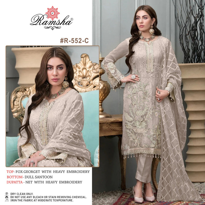 Ramsha R 552 C Georgette With Beautiful Heavy Embroidery Work Stylish Designer Pakistani Salwar Kameez