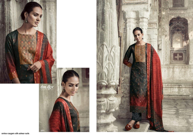 Omtex Raagam Silk Jacquard Beautiful Collection Of Salwar Kameez With Digital Print & Embroidery