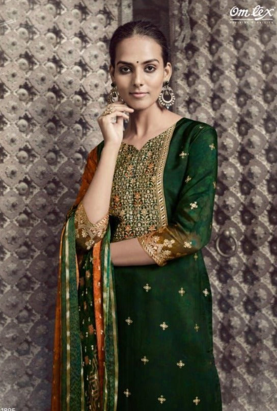 Omtex Raagam Silk Jacquard Beautiful Collection Of Salwar Kameez With Digital Print & Embroidery