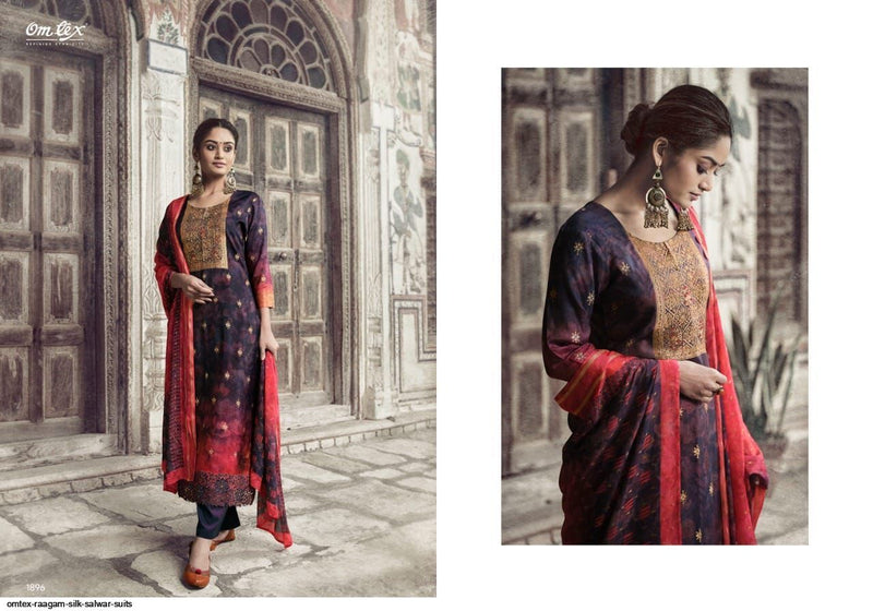 Omtex Raagam Silk Jacquard Beautiful Collection Of Salwar Kameez With Digital Print & Embroidery