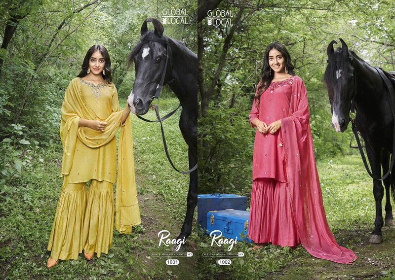 Global Local Raagi Muslin With Fancy Embroidery Work Stylish Designer Beautiful Sharara