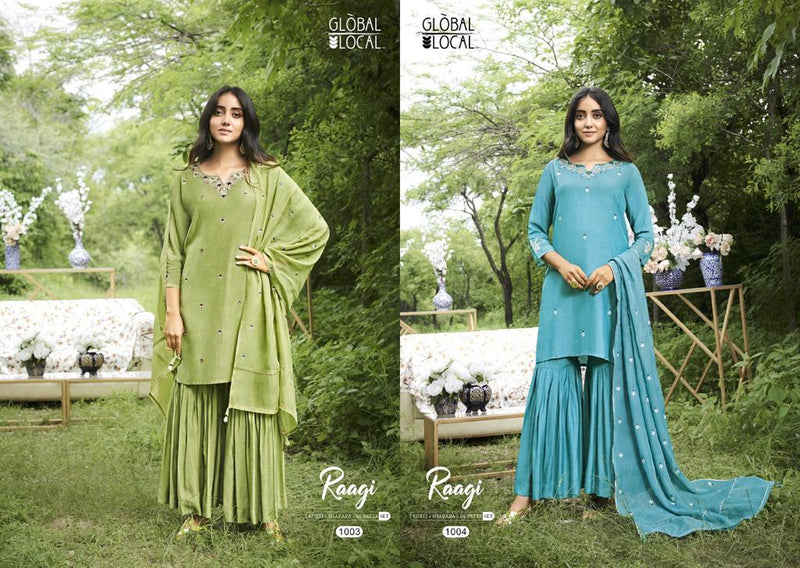 Global Local Raagi Muslin With Fancy Embroidery Work Stylish Designer Beautiful Sharara