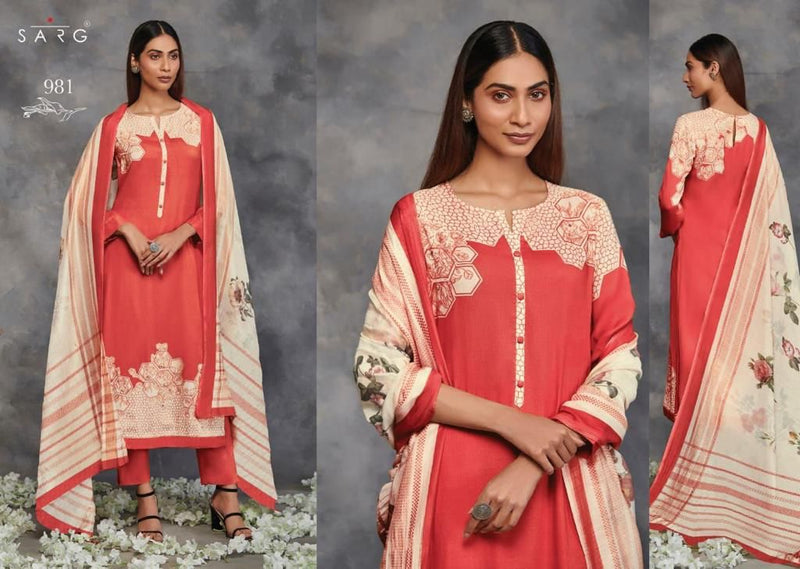 Sarg Raagini Muslin Silk Digital Print With Hand Work Party Wear Salwar Suits