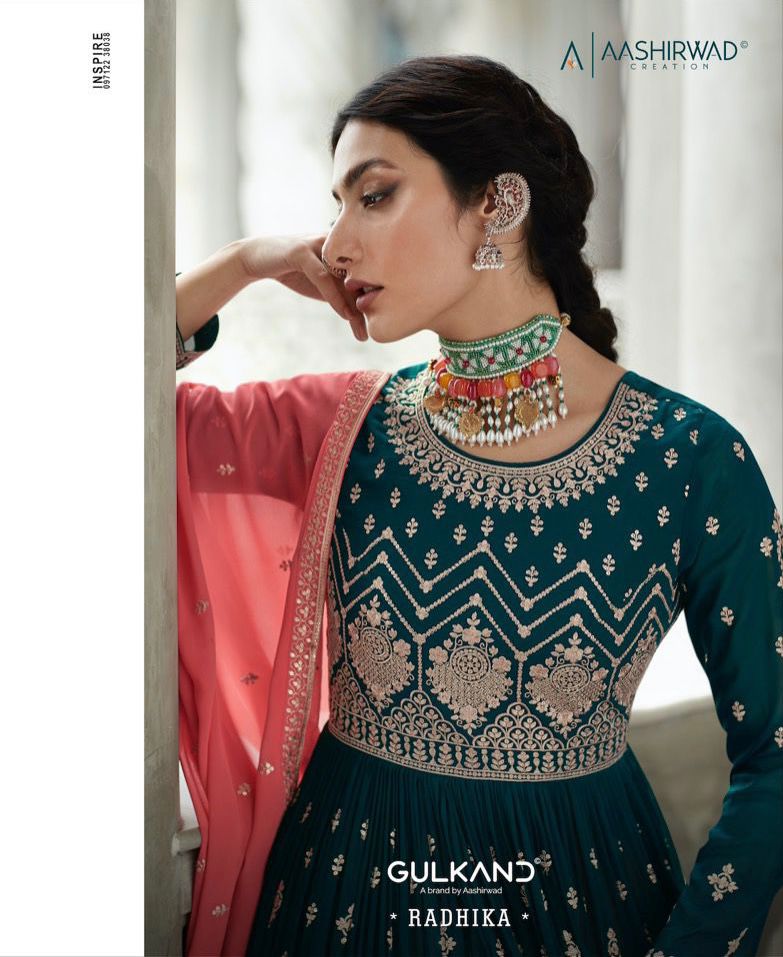 Aashirwad Creation Radhika Georgette With Heavy Embroidery Work Stylish Designer Festive Wear Kurti