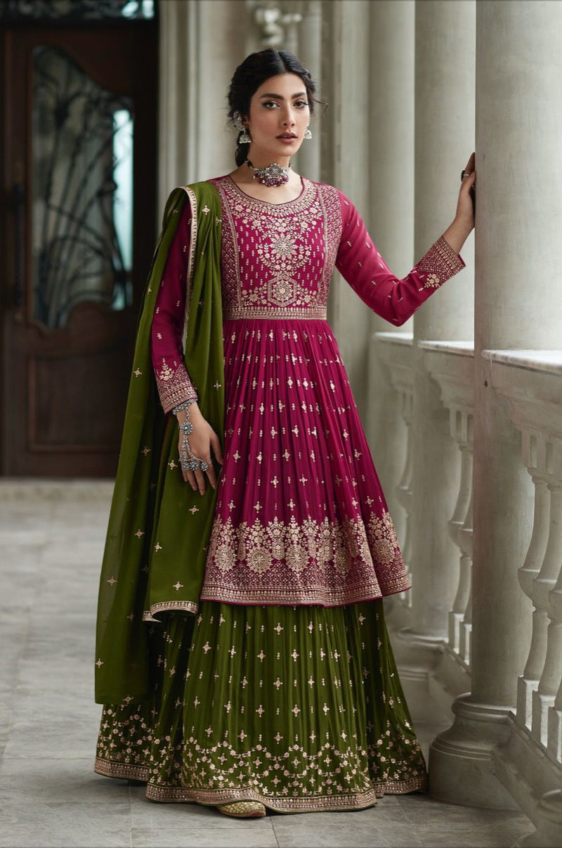 Aashirwad Creation Radhika Georgette With Heavy Embroidery Work Stylish Designer Festive Wear Kurti