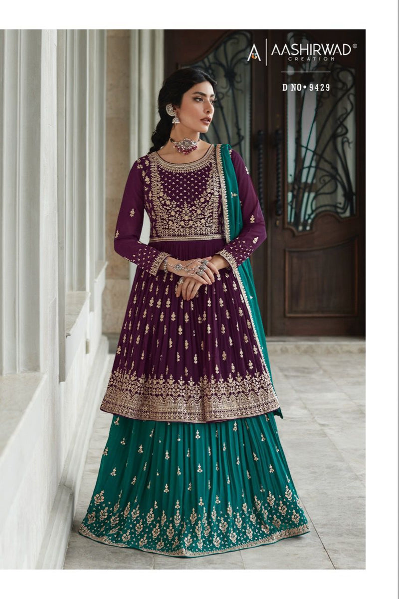 Aashirwad Creation Radhika Georgette With Heavy Embroidery Work Stylish Designer Festive Wear Kurti