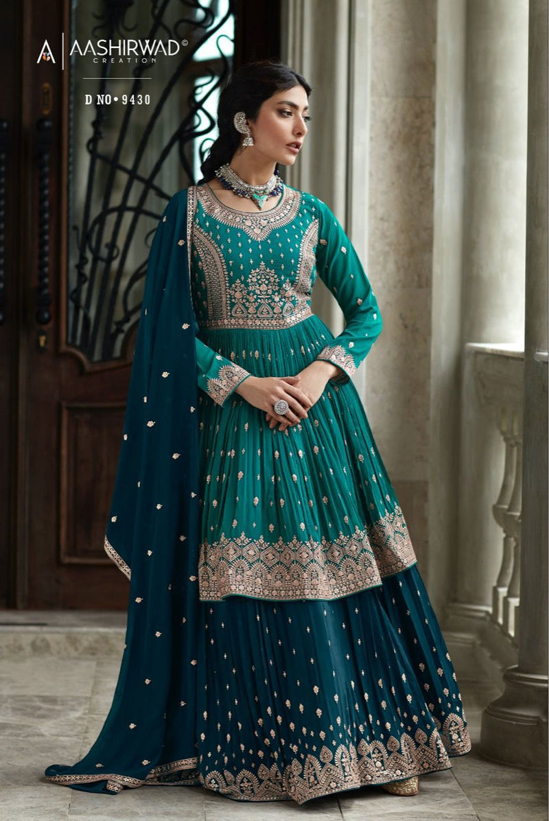 Aashirwad Creation Radhika Georgette With Heavy Embroidery Work Stylish Designer Festive Wear Kurti