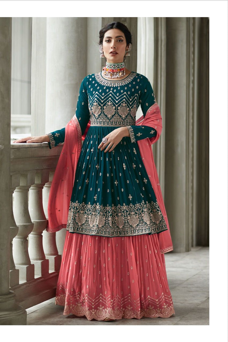Aashirwad Creation Radhika Georgette With Heavy Embroidery Work Stylish Designer Festive Wear Kurti