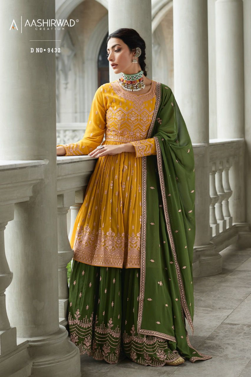 Aashirwad Creation Radhika Georgette With Heavy Embroidery Work Stylish Designer Festive Wear Kurti