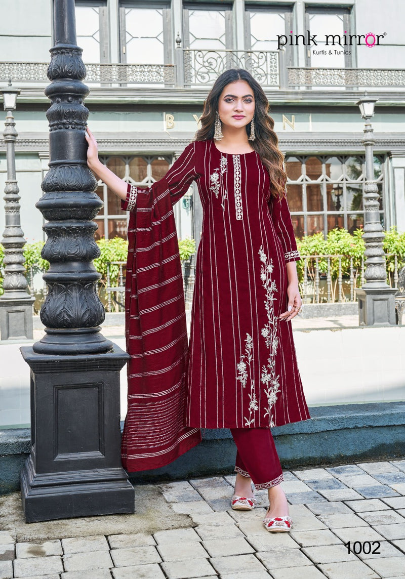 Pink Mirror Radical Viscose With Beautiful Heavy Work Stylish Designer Casual Wear Kurti