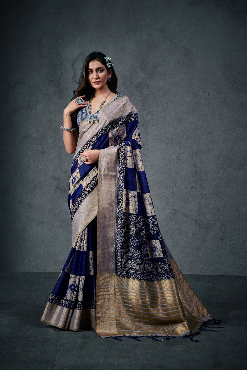 Raj Yog Ajrakh Silk Daily Soft Cotton With Lagdi Patta Designer Wear Saree