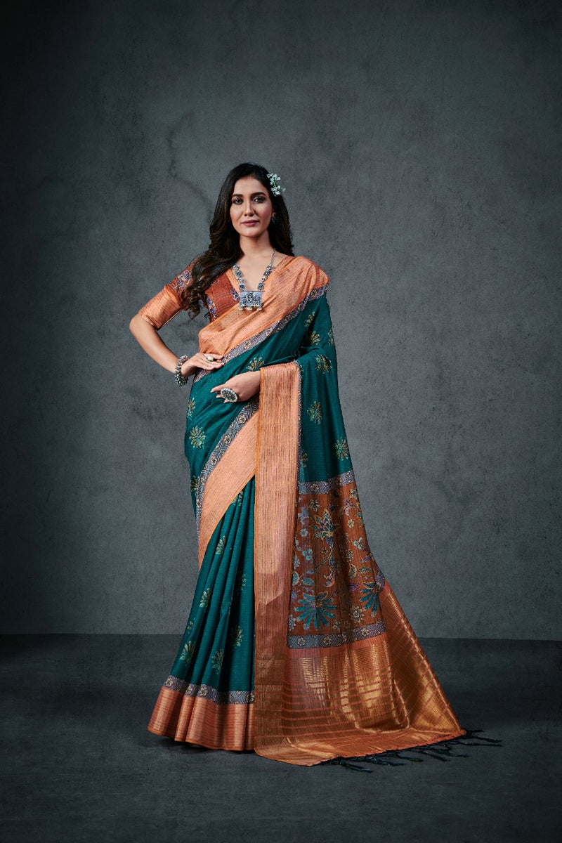 Raj Yog Ajrakh Silk Daily Soft Cotton With Lagdi Patta Designer Wear Saree