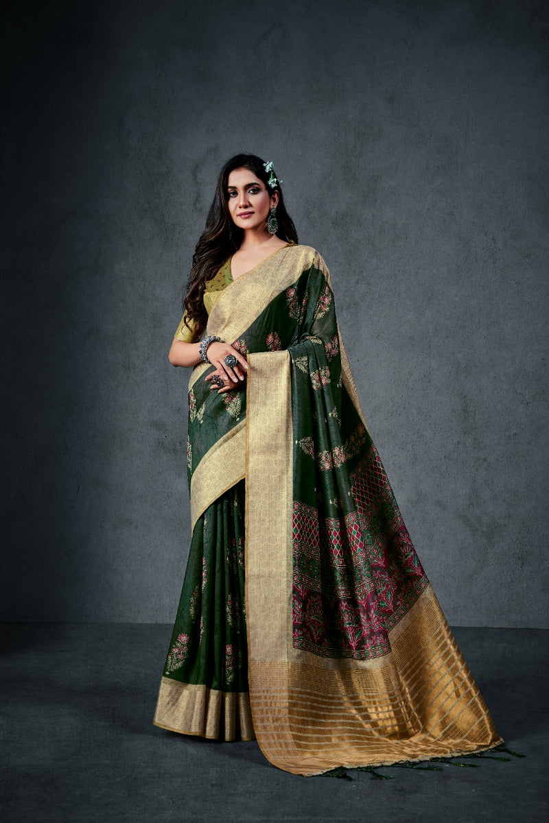Raj Yog Ajrakh Silk Daily Soft Cotton With Lagdi Patta Designer Wear Saree