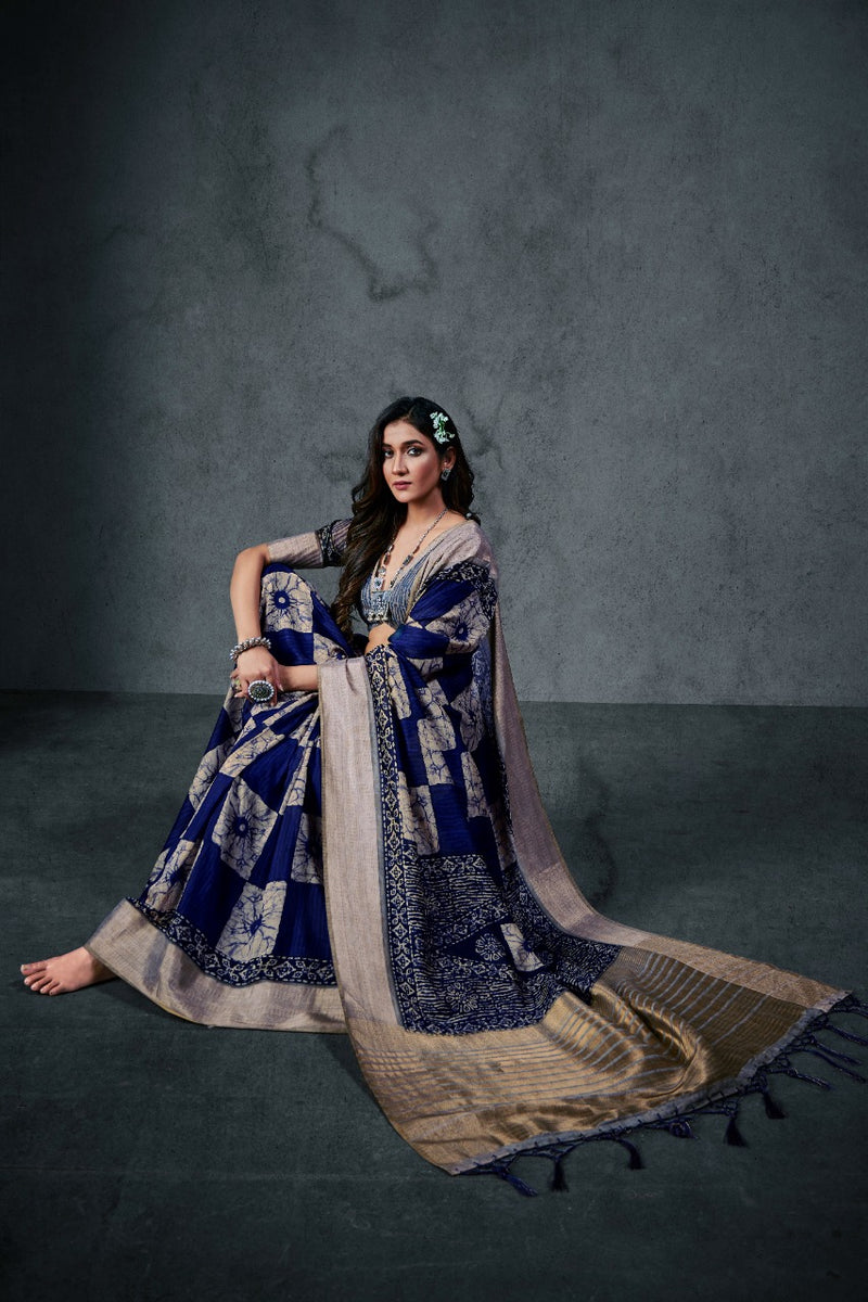 Raj Yog Ajrakh Silk Daily Soft Cotton With Lagdi Patta Designer Wear Saree