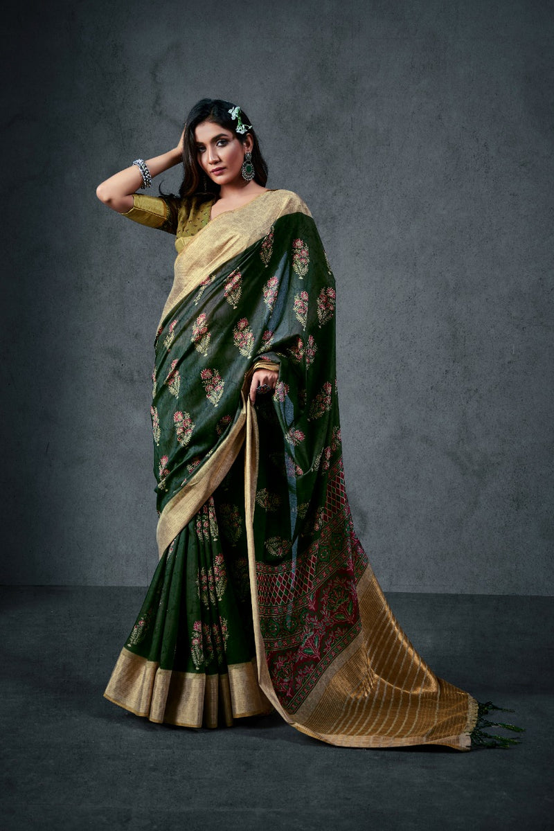 Raj Yog Ajrakh Silk Daily Soft Cotton With Lagdi Patta Designer Wear Saree