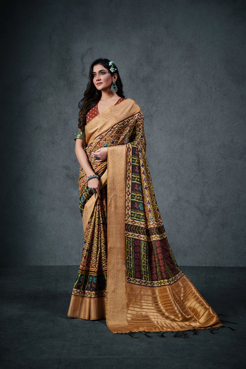 Raj Yog Ajrakh Silk Daily Soft Cotton With Lagdi Patta Designer Wear Saree