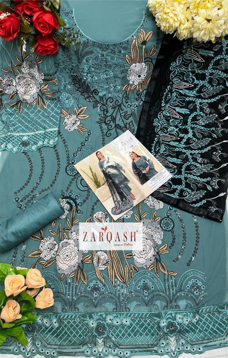 Zarqash Ramsha 2110 Fox Georgette Embroidered Pakistani Style Party Wear Salwar Suits