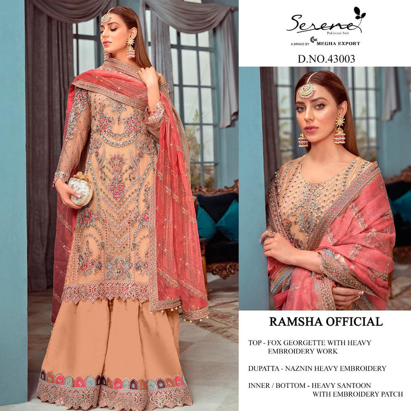 Serene Ramsha Official Fox Georgette Designer Pakistani Style Wedding Wear Salwar Suits