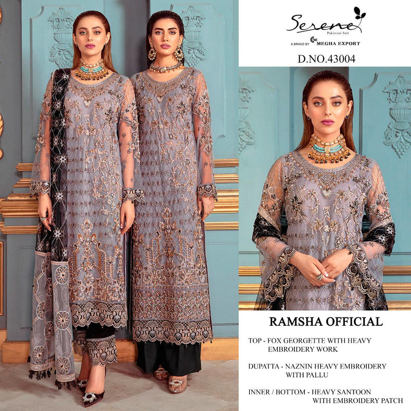 Serene Ramsha Official Fox Georgette Designer Pakistani Style Wedding Wear Salwar Suits