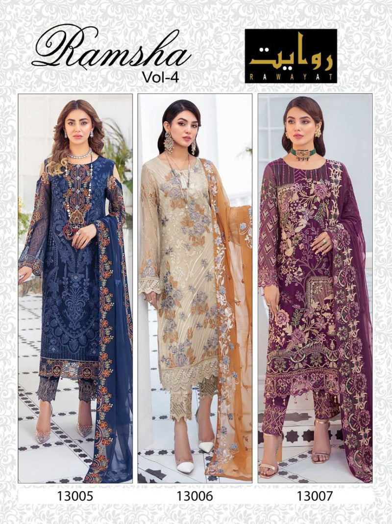Rawayat Fashion Ramsha Vol 4 Pakistani Style Designer Party Wear Salwar Kameez