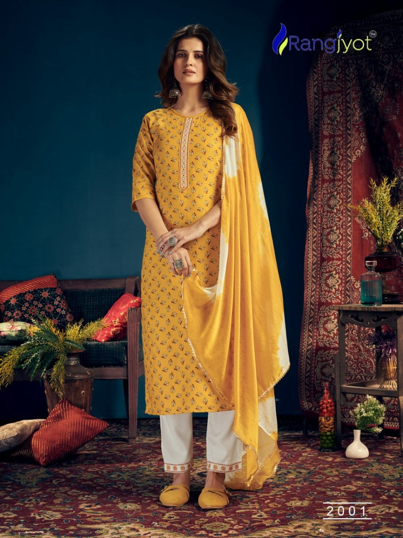 Rangjyot Rangmaya Vol 2 Rayon Print Stylish  Kurtis With Tie Patti Work
