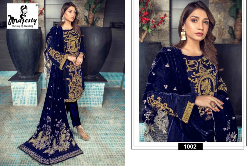 Majesty Rang Rasiya Velvet With Heavy Embroidery Elegant Work Stylish Designer Party Wear Salwar Kameez