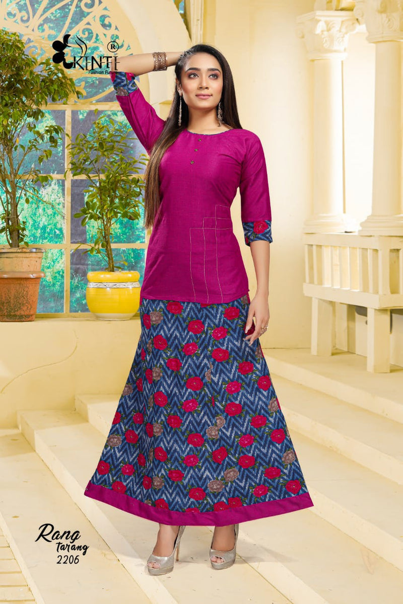 Kinti Rang Tarang Vol 22 Rayon  Fancy Short Kurtis With Skirts