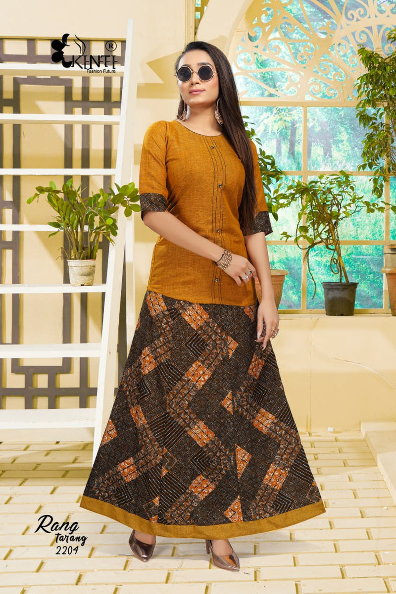Kinti Rang Tarang Vol 22 Rayon  Fancy Short Kurtis With Skirts