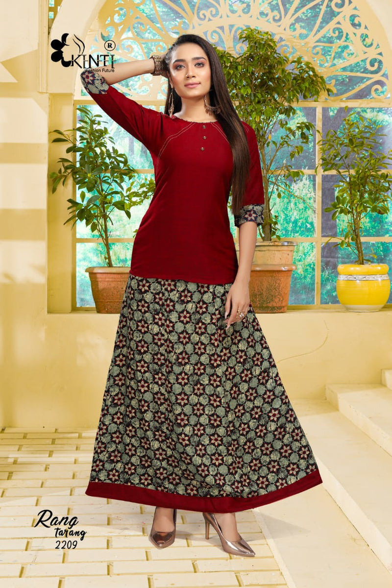 Kinti Rang Tarang Vol 22 Rayon  Fancy Short Kurtis With Skirts