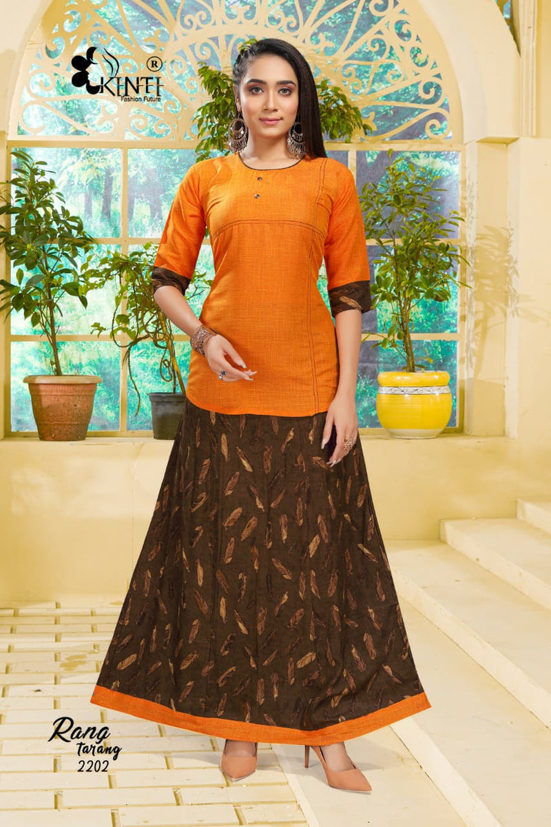 Kinti Rang Tarang Vol 22 Rayon  Fancy Short Kurtis With Skirts