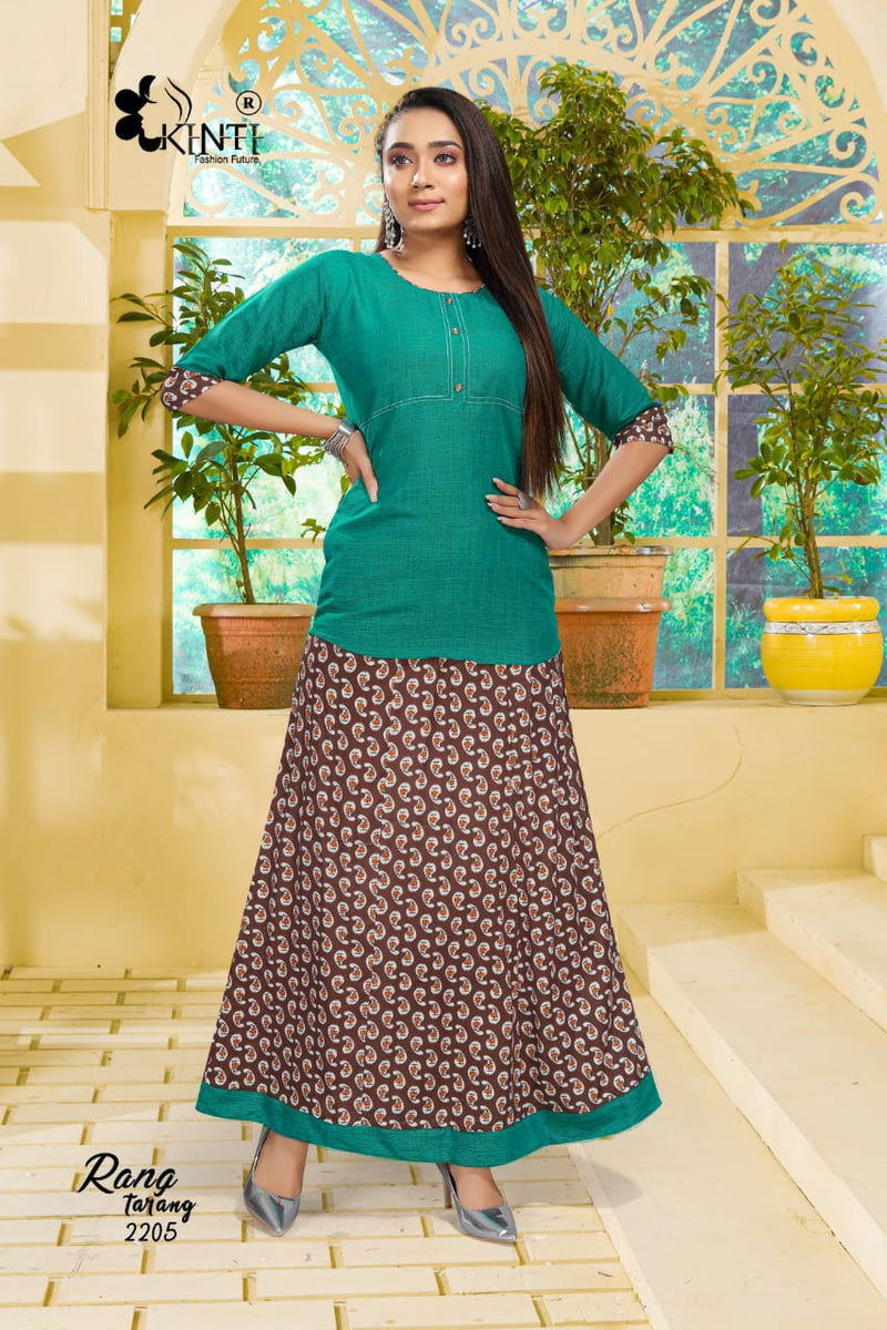 Kinti Rang Tarang Vol 22 Rayon  Fancy Short Kurtis With Skirts