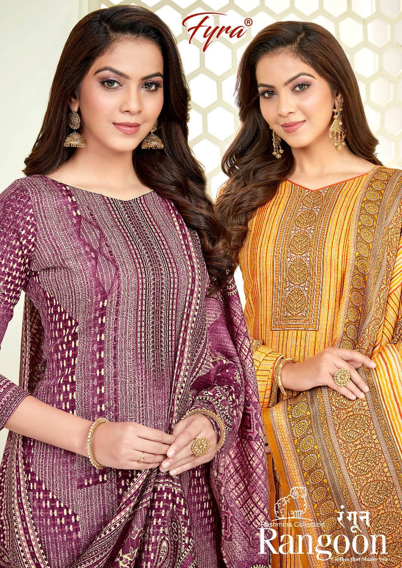 Fyra Rangoon Pure Pashmina Jacquard Designer Print With Swarovski Diamond Work Stylish Designer Casual Salwar Suit