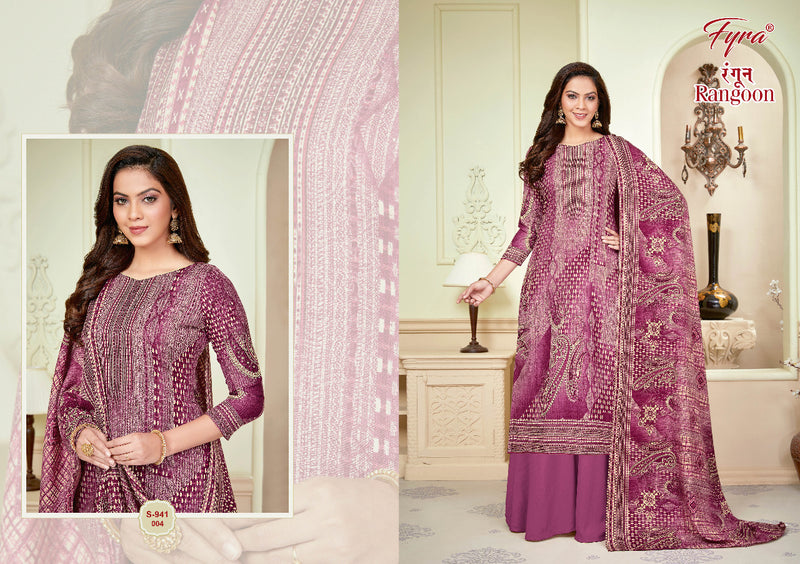 Fyra Rangoon Pure Pashmina Jacquard Designer Print With Swarovski Diamond Work Stylish Designer Casual Salwar Suit