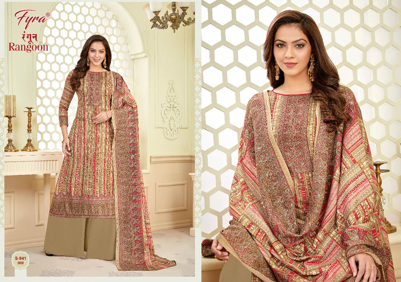 Fyra Rangoon Pure Pashmina Jacquard Designer Print With Swarovski Diamond Work Stylish Designer Casual Salwar Suit