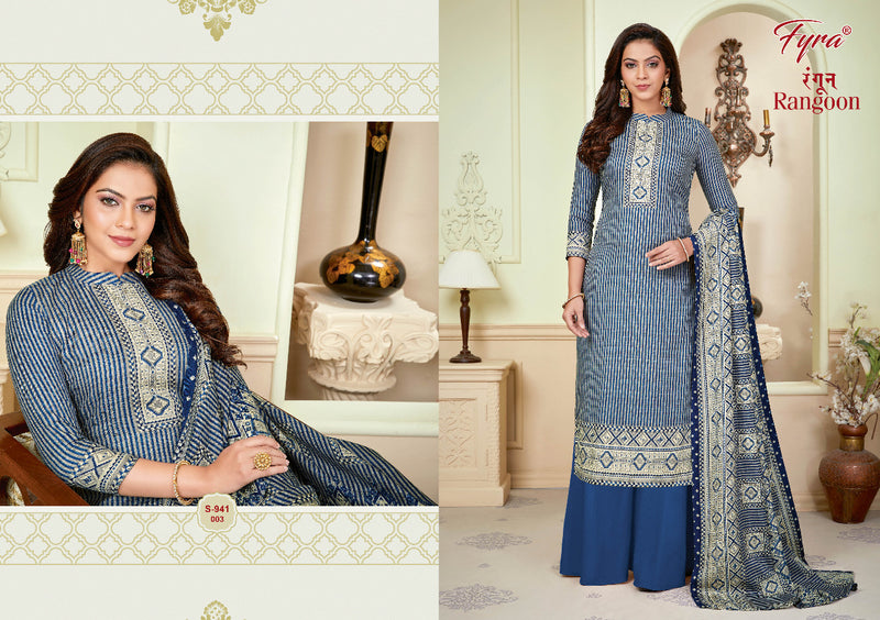 Fyra Rangoon Pure Pashmina Jacquard Designer Print With Swarovski Diamond Work Stylish Designer Casual Salwar Suit