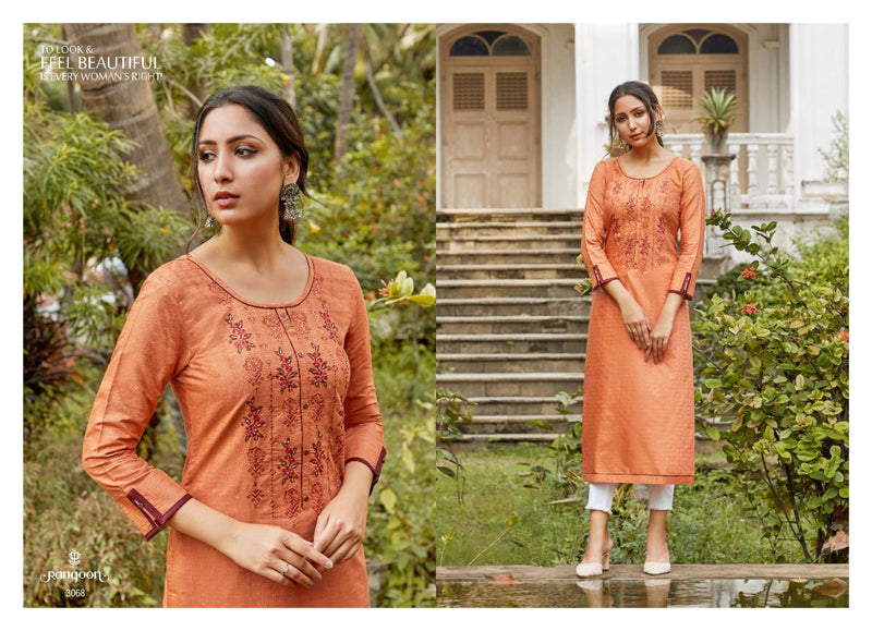 Rangoon Rangat Fancy Lining Silk with Fancy Work Designer Kurti Collection