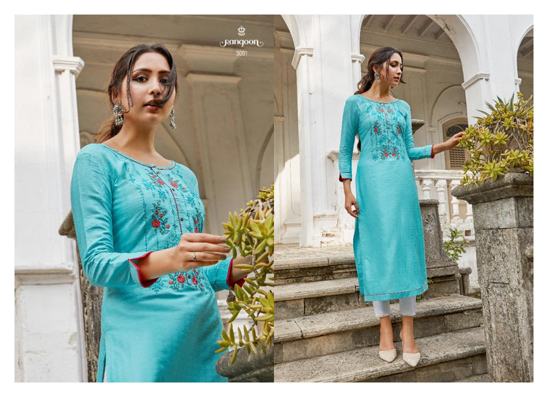 Rangoon Rangat Fancy Lining Silk with Fancy Work Designer Kurti Collection