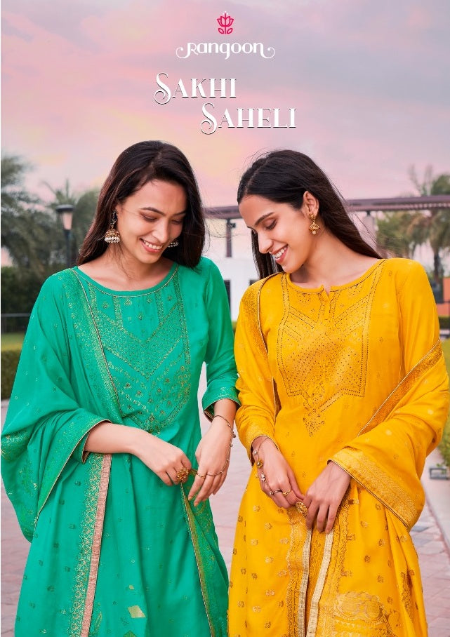 Rangoon Sakhi Saheli Jacquard With Fancy Khati Work Readymade  Kurti